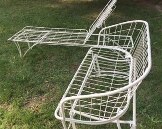 Vintage Homecrest outdoor living / patio furniture, includes 4 chairs, high back swivel rocker, loveseat glider, self-adjusting chaise, ottoman and side table