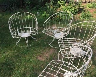 Vintage Homecrest outdoor living / patio furniture, includes 4 chairs, high back swivel rocker, loveseat glider, self-adjusting chaise, ottoman and side table