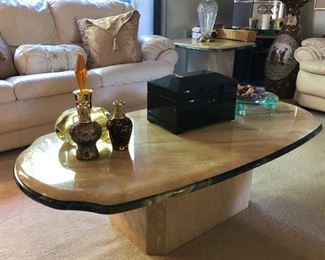 Marble coffee table & pair of end tables 