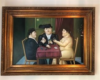 Oil painting in the style of Botero