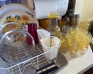 Cool retro glasses and funky flower plates