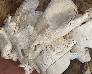 Lovely old Lacey linens and doilies 