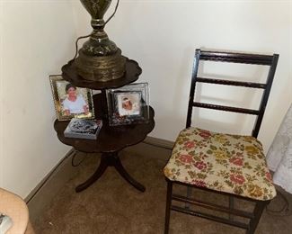 Chair $20
2 tiered table $45