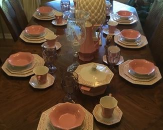 BEAUTIFUL VINTAGE OCTAGON PINK/PATTERN DISHES