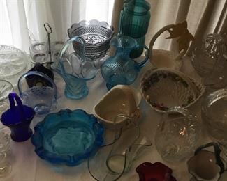 VINTAGE GLASSWARE, BASKET COLLECTION