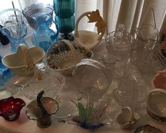 VINTAGE GLASSWARE, BASKET COLLECTION