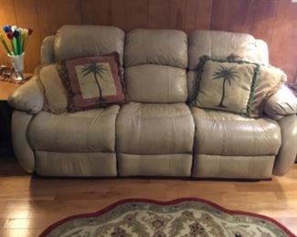 LIKE NEW - LEATHER, DOUBLE POWER RECLINERS SOFA