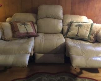 LIKE NEW - LEATHER, DOUBLE POWER RECLINERS SOFA