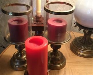 BRASS/GLASS CANDLESTICKS