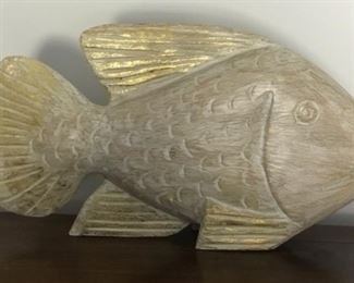 LARGE WOODEN FISH DECOR
