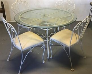 5-PIECES WROUGHT IRON/GLASS DINING SET