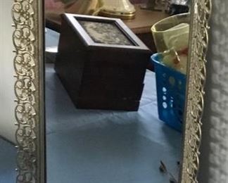 ANTIQUE METAL SCROLL FRAME MIRROR