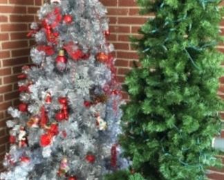 LIGHTED "ALUMINUM" TREE, SKINNY PENCIL TREE