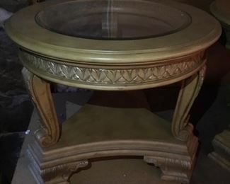 Glass-Top Round End Table