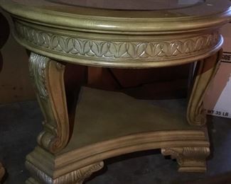 Glass-Top Round End Table