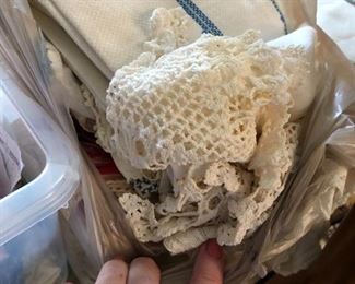 Vintage fabric and lace.