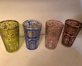 Vintage Juice glasses multi color BUY IT NOW $20