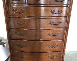 Dresser set includes low boy, Highboy, night stand, and boxed mirror all needs work, great for Painters BUY IT NOW $160 4 Drawer Night stand 20W X 15.5 D X 27 H, Dresser 64"W x 34"H, x 22.5D, Highboy 60"T, 38"W, 22.5D