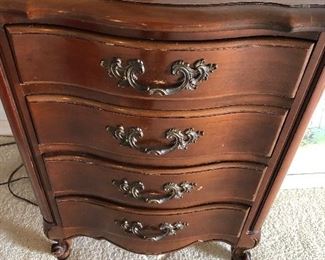 Dresser set includes low boy, Highboy, night stand, and boxed mirror all needs work, great for Painters BUY IT NOW $160 4 Drawer Night stand 20W X 15.5 D X 27 H, Dresser 64"W x 34"H, x 22.5D, Highboy 60"T, 38"W, 22.5D