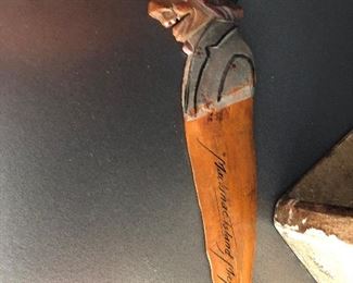 Hand Carved and Painted wood letter opener signed $10