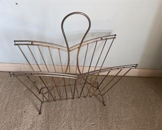 Vintage Mid-Century Gold Wire Metal Magazine Rack MCM BUY IT NOW $20