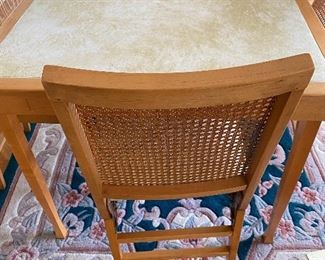 Mid Century Card Table with 4 folding Cane back chairs, BUY IT NOW $80