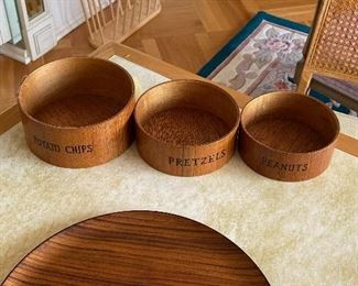 Teak Potato chip, pretzel, nuts, snack set BUY IT NOW $20