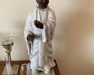 Oriental Goddess Marble and Wood, 22" tall BUY IT NOW $100