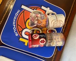 1997 Final Four Indianapolis Collection, 2 cushions, 4 coffee cups and multiple plastic cups. BUY THEM ALL $25 for Lot