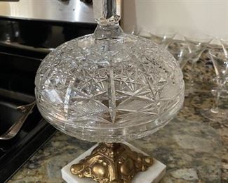 Crystal covered candy dish BUY IT NOW $10