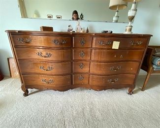 Dresser set includes low boy, Highboy, night stand, and boxed mirror all needs work, great for Painters BUY IT NOW $160 4 Drawer Night stand 20W X 15.5 D X 27 H, Dresser 64"W x 34"H, x 22.5D, Highboy 60"T, 38"W, 22.5D