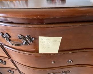 Dresser set includes low boy, Highboy, night stand, and boxed mirror all needs work, great for Painters BUY IT NOW $160 4 Drawer Night stand 20W X 15.5 D X 27 H, Dresser 64"W x 34"H, x 22.5D, Highboy 60"T, 38"W, 22.5D