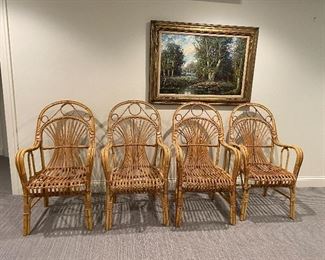 Set of 4 Rattan/Bamboo Chairs BUY THEM NOW $350 all 4