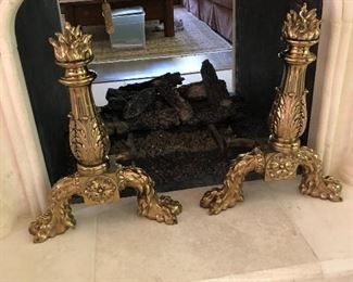 Antique Oversized French Andirons 30" H 22"W 23"D BUY THEM NOW $500 OBO