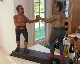 Antique Carved Wood Boxers