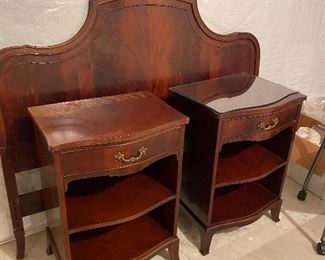 Antique Mahogany nightstands and headboard