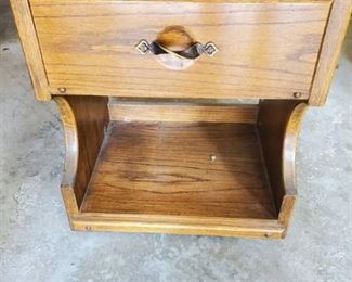 Wooden Side Table with Brass Tristed Handle for Drawer . Also Lower Shelf
