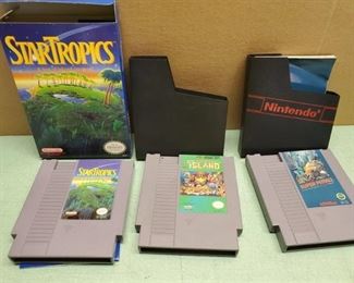Lot of 3 Adventure Nintendo Entertainment System Games. Super Pitfall. Adventure Island. Star Tropics