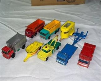 Lot of 9 Vintage Lesney Matchbox Trucks/Trailers Location Shelf 1