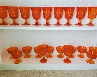 Lot of 21 Amber Orange Glasses