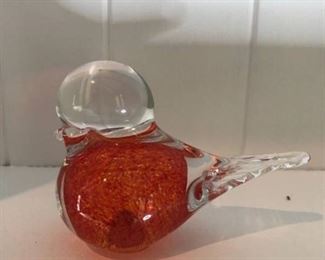 Swedish Glass Orange Bird Location Fireplace Right Sheldon