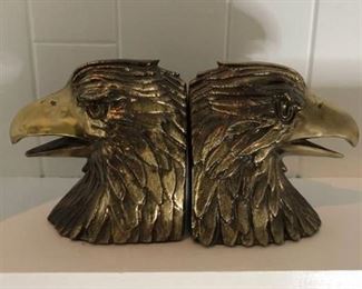 Gold Eagle Head Book Stops Location Fireplace Shelf Right