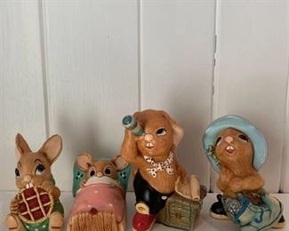 Lot of 4 Pendelfin Rabbits Fireplace Left Shelf