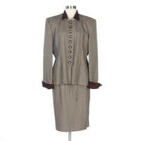 Christian Dior Skirt Suit Set in Woven Geometric Print, Vintage