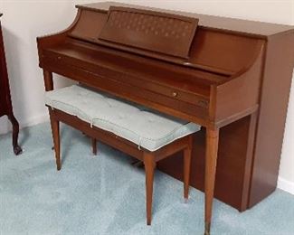 Kimball piano.  Stands 38" tall and is 56" wide.  Does not take up a lot of room.  Very good condition.  Includes bench.  Asking $350 and offers will be entertained. 