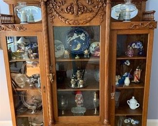 This is a gorgeous antique triple library bookcase. It has the original, wavy glass. In exceptional condition. Lovely home filled with incredibly kept antiques, collectibles and home decor. Message, Text/ Call Steph at 518-944-0255! All items will be on www.loverantiques.com.