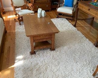 This picture is showing our cool shag rug for sale. The coffee table has sold. Lovely home filled with incredibly kept antiques, collectibles and home decor. Message, Text/ Call Steph at 518-944-0255! All items will be on