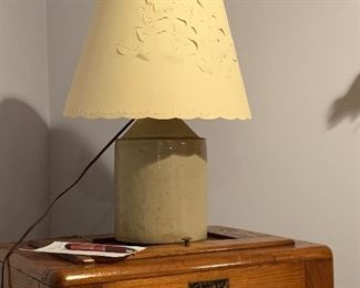 The ice box has sold. The lamp is currently available. In beautiful condition. Text us at 518-944-0256!