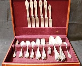 Lot# 43 - Rogers Bros "1847" Silver Plated 49pc Flatware Set with Storage Box