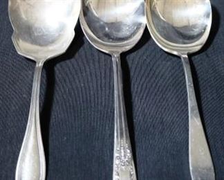 Lot# 77 - Lot of 3 Assorted Silver Plated Serving Spoons